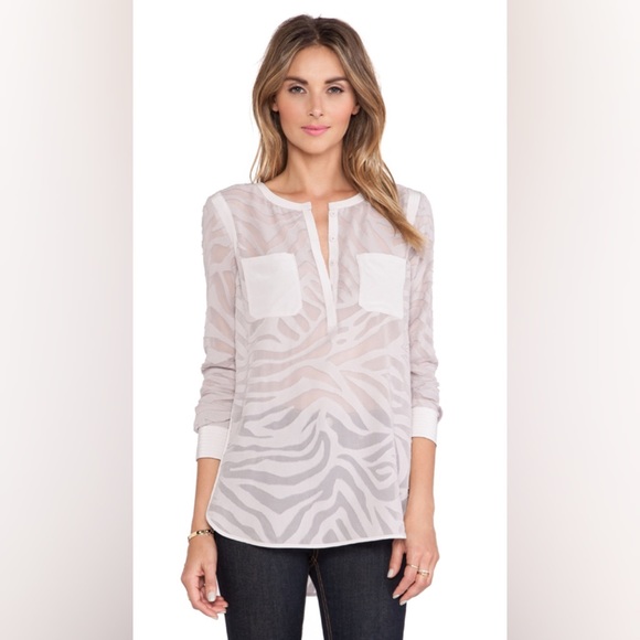 Rebecca Taylor Womens Long Sleeve Silk Top